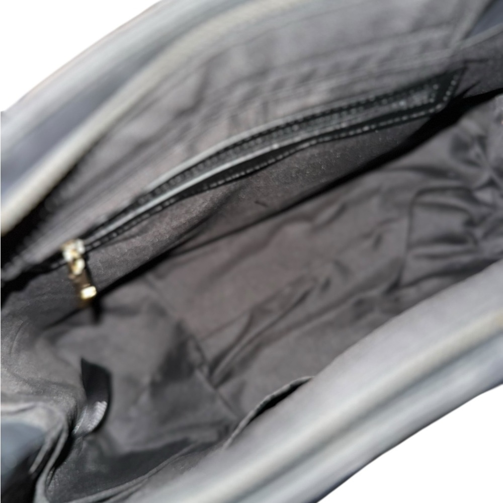 Badgley Mischka Black Diamond Quilted Satchel Gold Hardware Detail Crossbody - Picture 6 of 11